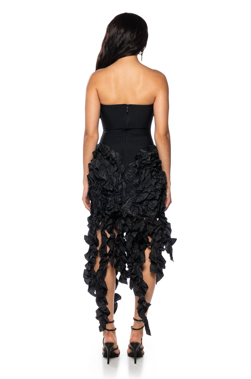 DONT STOP THE PARTY ASYMMETRICAL MIDI DRESS