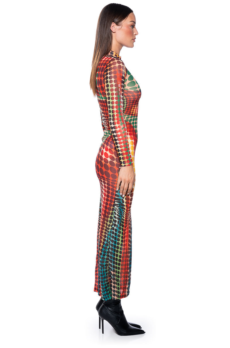 DOTTY MESH MAXI DRESS