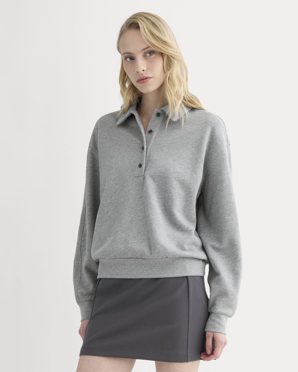 Lightweight Terry Polo Sweatshirt | Vintage Heather Grey