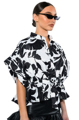 CARLI POPLIN TIE FRONT BLOUSE