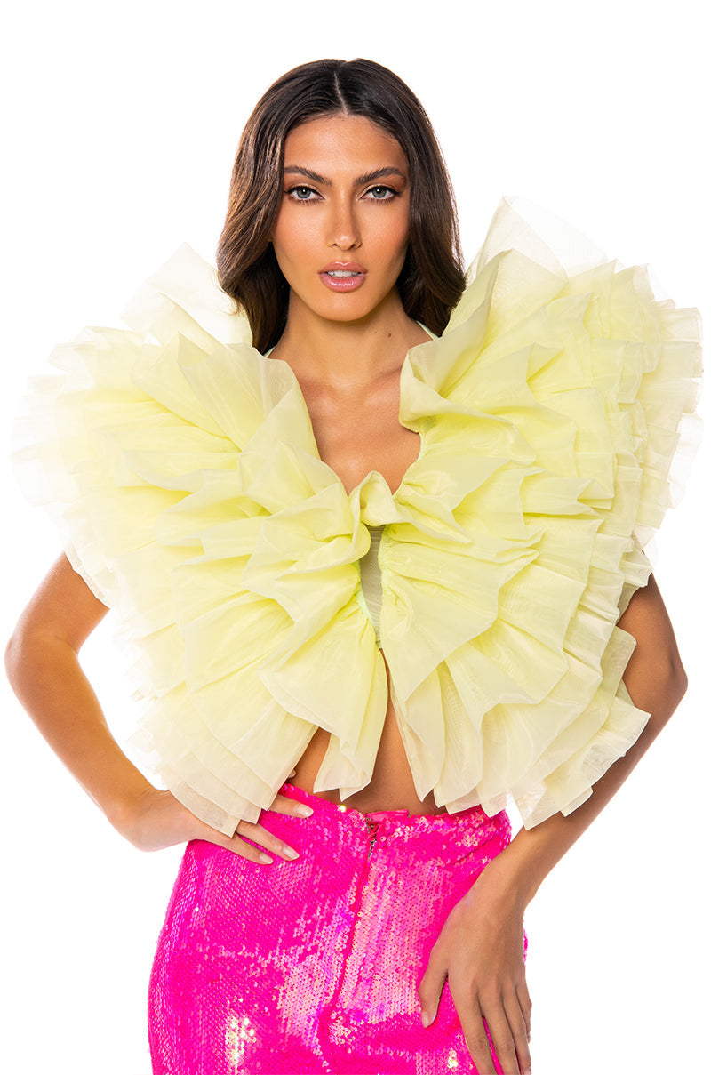 ELENA STATEMENT RUFFLE TOP IN YELLOW