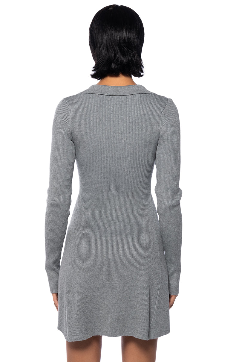 ELLA SWEATER KNIT COLLARED MINI DRESS