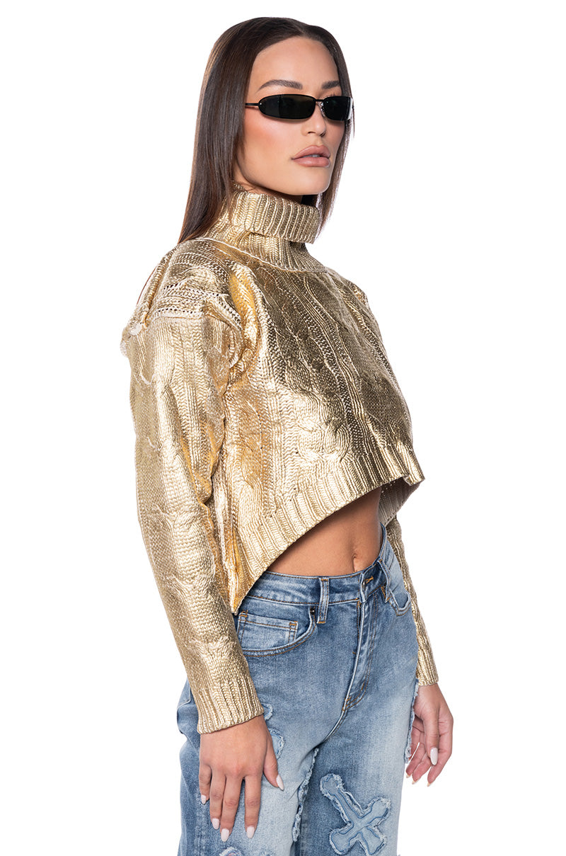 ESME METALLIC COATED TURTLENECK SWEATER