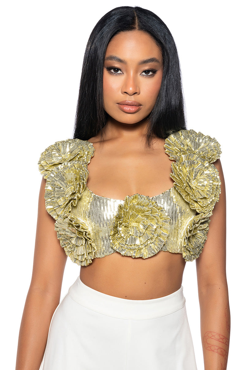 EVERY ROSE SEQUIN CROP TOP
