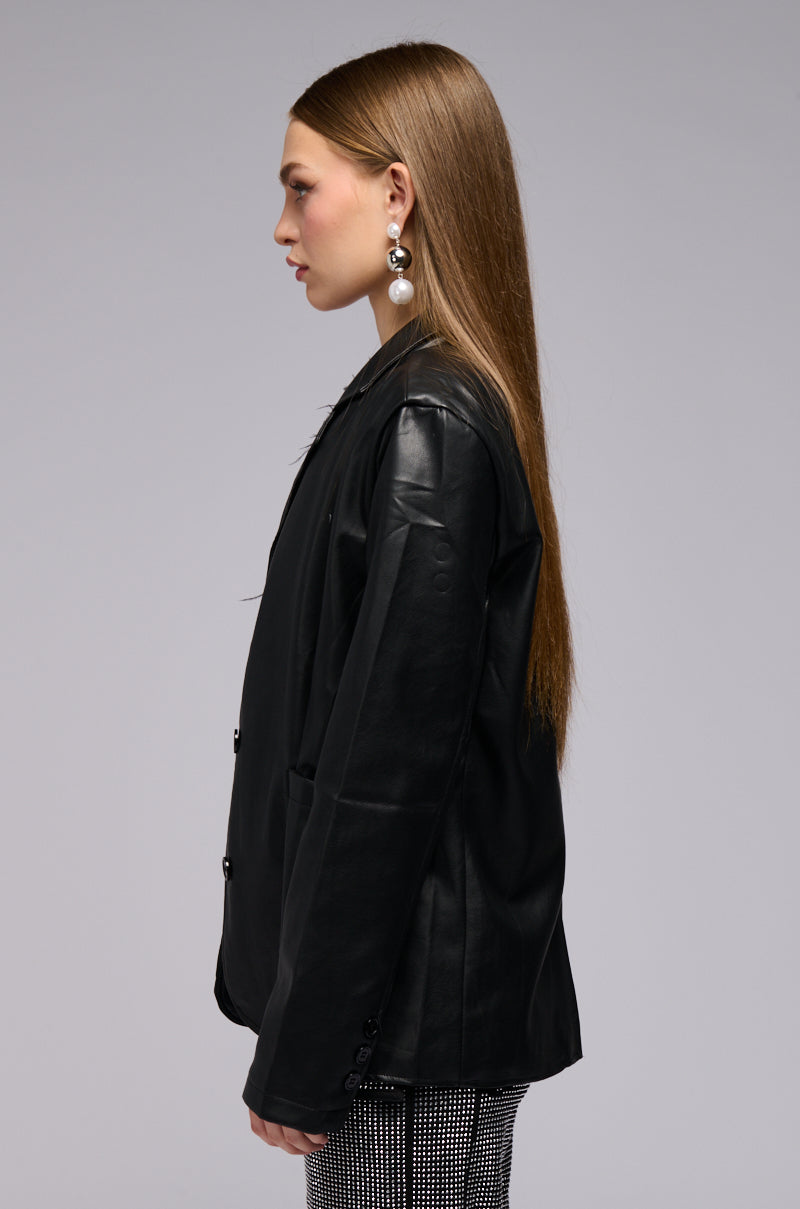 EVERYDAY CASUAL FAUX LEATHER BLAZER