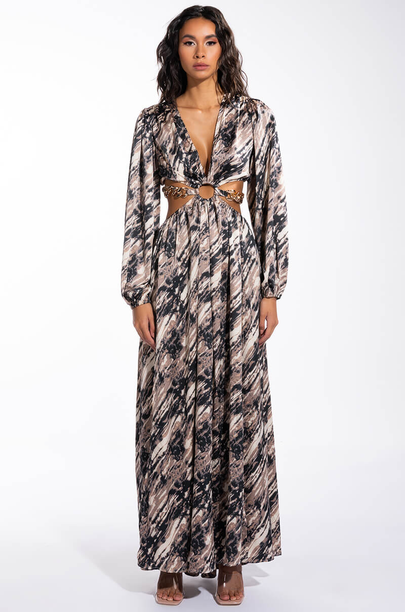 CHAIN BELT BROWN TONE MAXI BELT