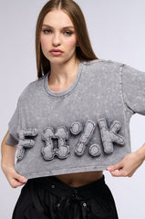 F WORD CROPPED MINERAL WASH T SHIRT