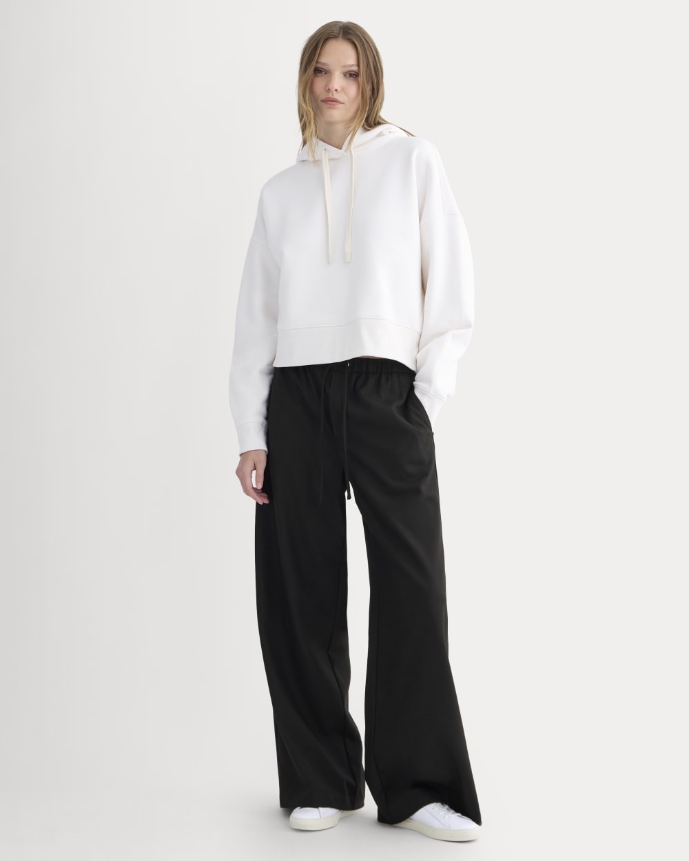 Cropped Luxe Fleece Hoodie | Bone