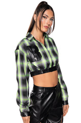 FABULOUS LONG SLEEVE PLAID BUTTON DOWN BLOUSE