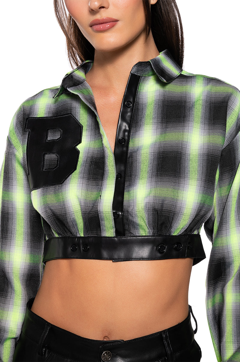 FABULOUS LONG SLEEVE PLAID BUTTON DOWN BLOUSE