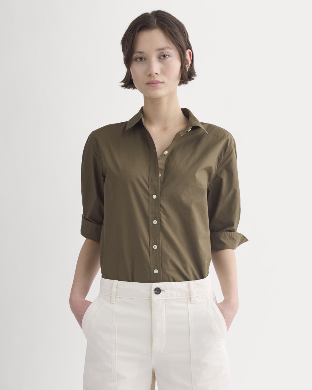 Cuff Detail Shirt in Lightweight Cotton | Beech