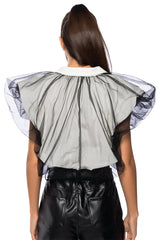 FEELIN CHIC TULLE COLLARED BLOUSE