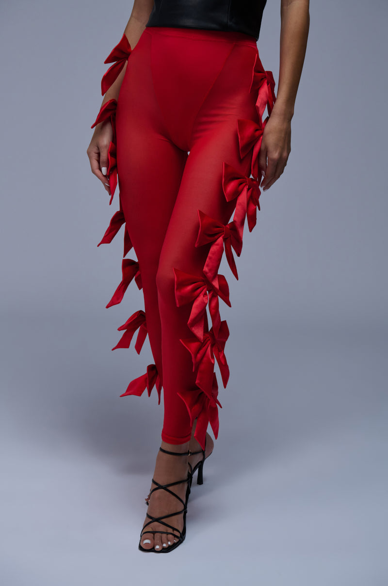 FEELING CUTE BOW LEGGING IN RED