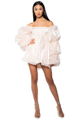 FELT CUTE PEARL EMBELLISHED MINI DRESS