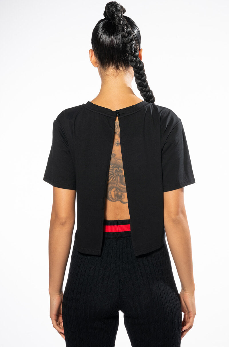 FLAUNT IT OPEN BACK T SHIRT