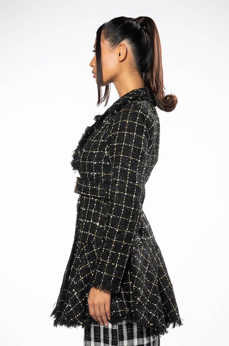 GEMMA BELTED TWEED MINI DRESS