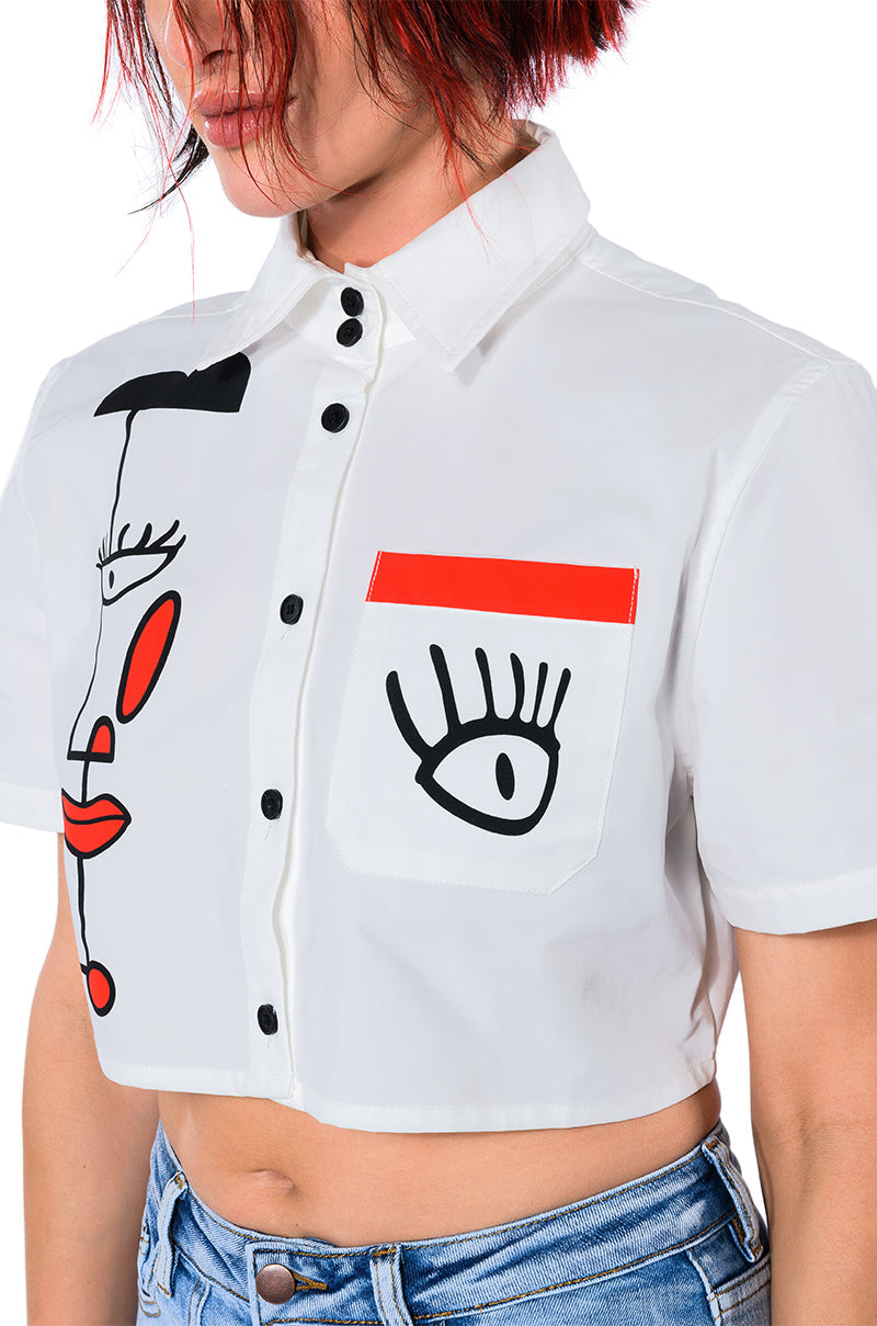 GIVING ATTITUDE PRINTED POPLIN BUTTON DOWN