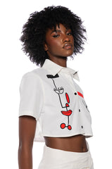 GIVING ATTITUDE PRINTED POPLIN BUTTON DOWN