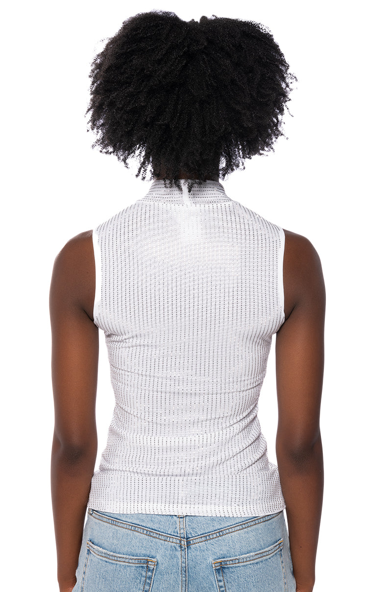 GLITZ SLEEVELESS MESH TOP