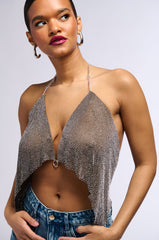 GROOVY NIGHT RHINESTONE MESH BRALETTE