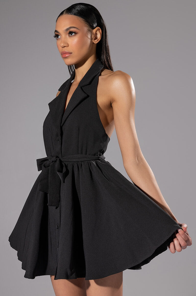 HADLEY COLLARED FIT AND FLARE MINI DRESS