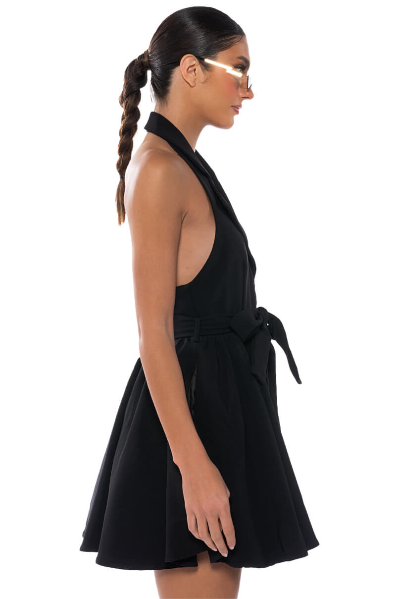 HADLEY COLLARED FIT AND FLARE MINI DRESS