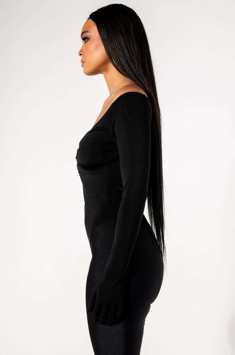 KIM V NECK GLOVED LONG SLEEVE BODYSUIT
