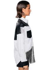 HANDS TO MYSELF LONG SLEEVE RHINESTONE POPLIN SHIT