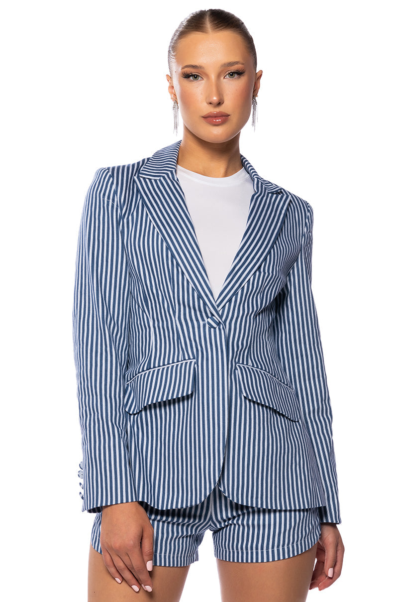 HANSEL PIN STRIPE FITTED BLAZER
