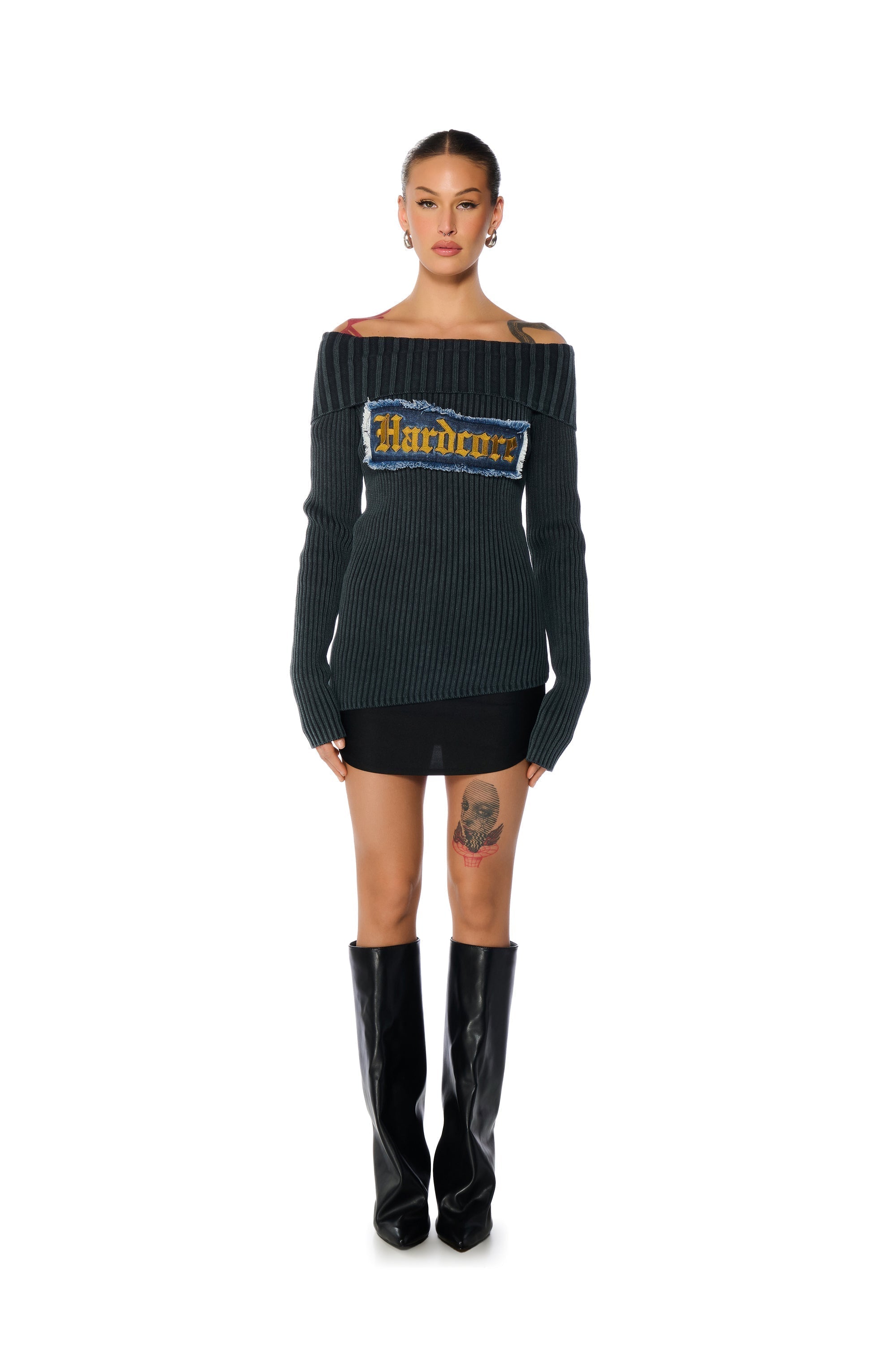 HARDDCORE DISTRESSED RIB SWEATER
