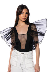 HARLOW BUTTERFLY SLEEVE MESH BODYSUIT