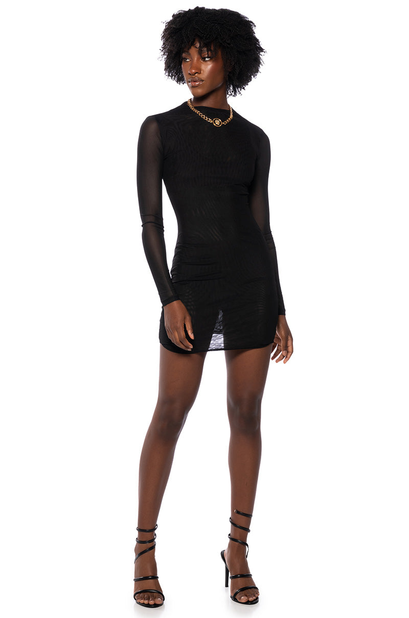 HARPER LONG SLEEVE MESH MINI DRESS