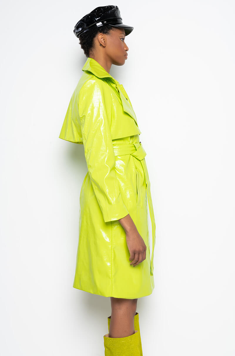 HEARTS ON FIRE NEON CROC TRENCH JACKET