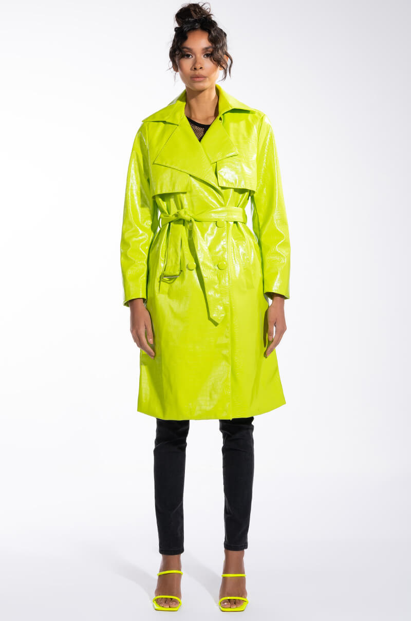 HEARTS ON FIRE NEON CROC TRENCH JACKET