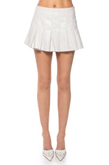 HELENA FAUX LEATHER PLEATED SKIRT
