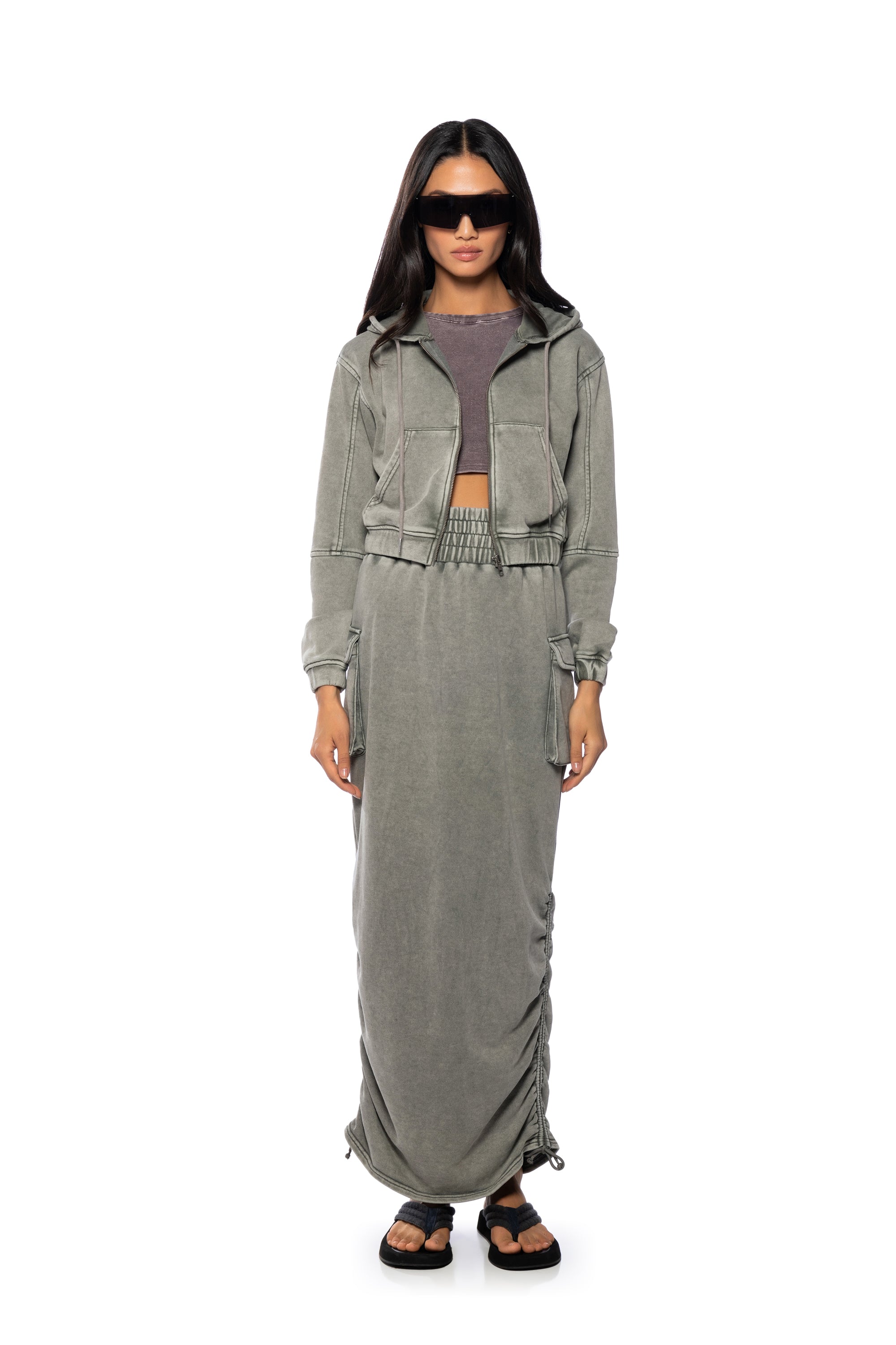 HURRICANE CROPPED ZIP UP HOODIE
