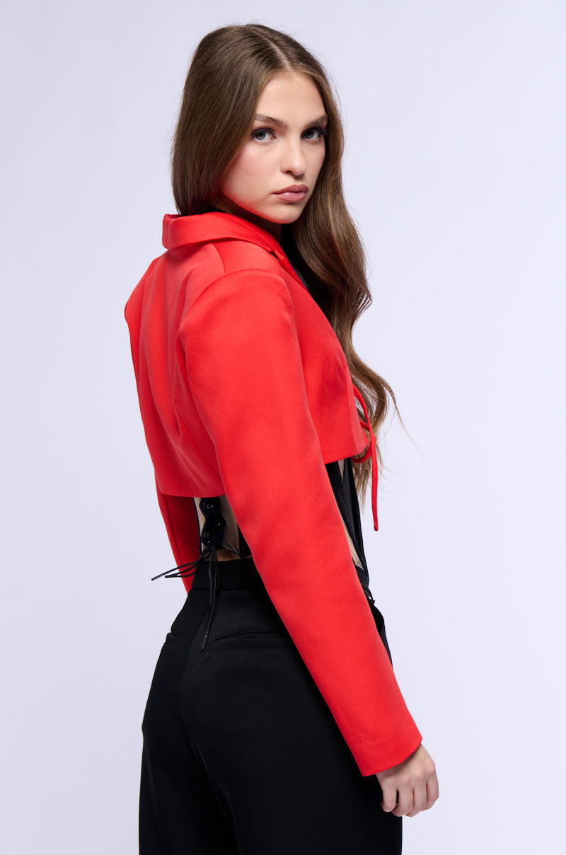 HERE FOR IT TIE FRONT CROP BLAZER