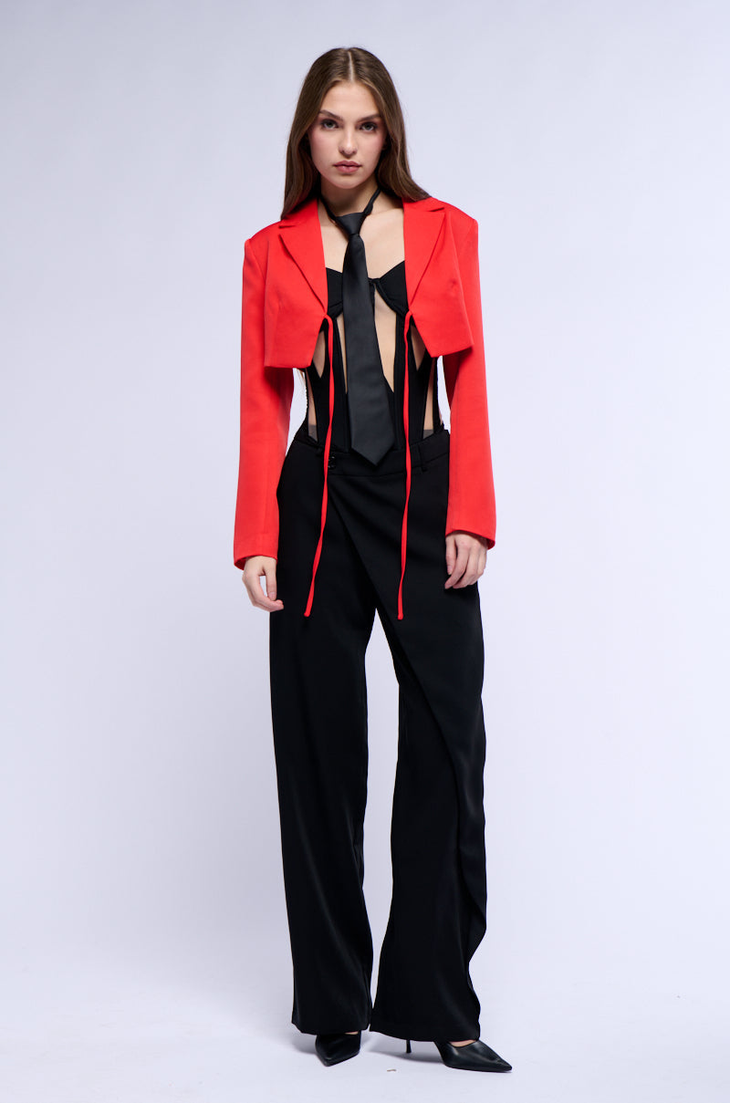 HERE FOR IT TIE FRONT CROP BLAZER