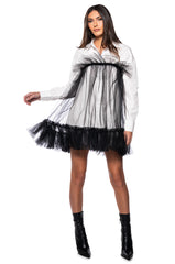 HE'S A TULLE POPLIN MINI DRESS