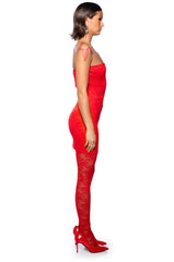 HEY VALENTINE RED LACE MATCHING SET