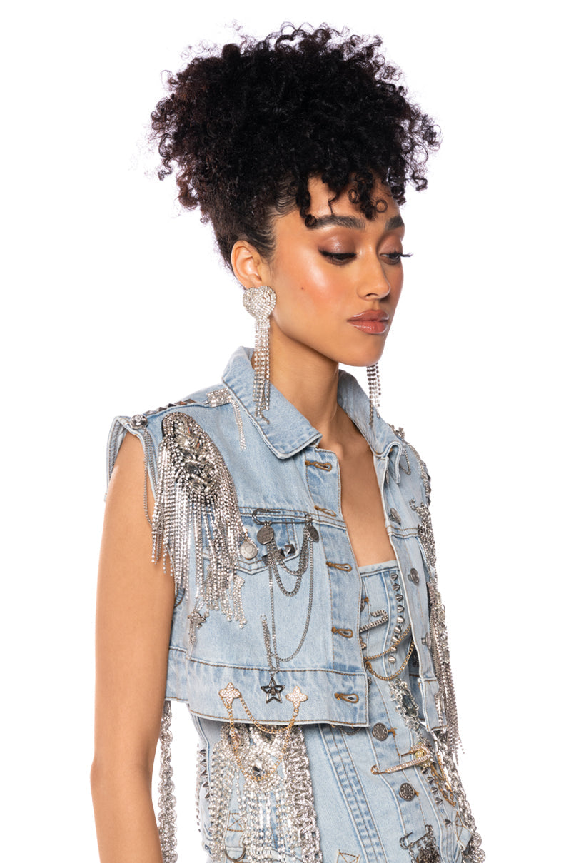 HOUDINI EMBELLISHED DENIM VEST