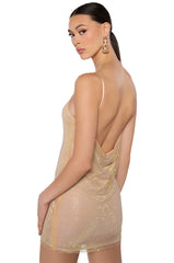 IN THE NUDE RHINESTONE BACKLESS MINI DRESS