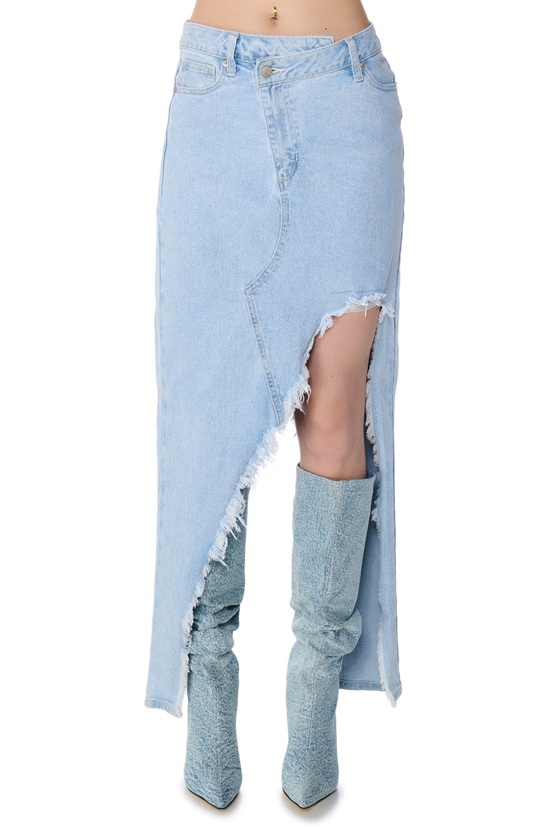 JUST WANNA DANCE HIGH LOW DENIM SKIRT