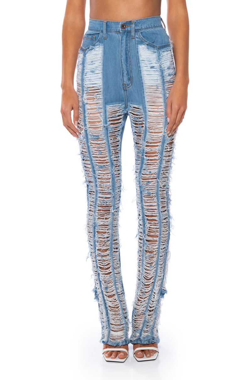 KEEP IT TOGETHER FULLY DISTRESSED STRAIGHT JEANS