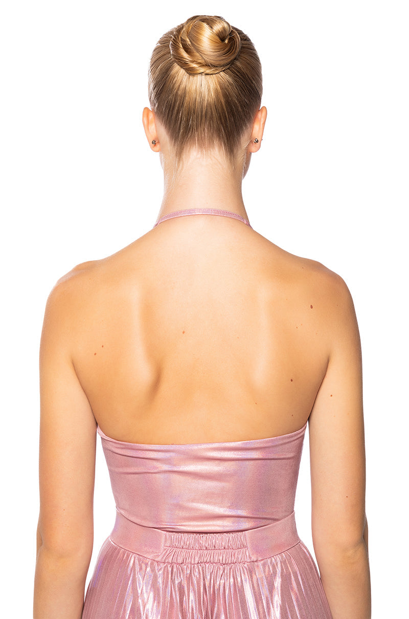 KEIRA METALLIC SLEEVELESS BODYSUIT IN PINK
