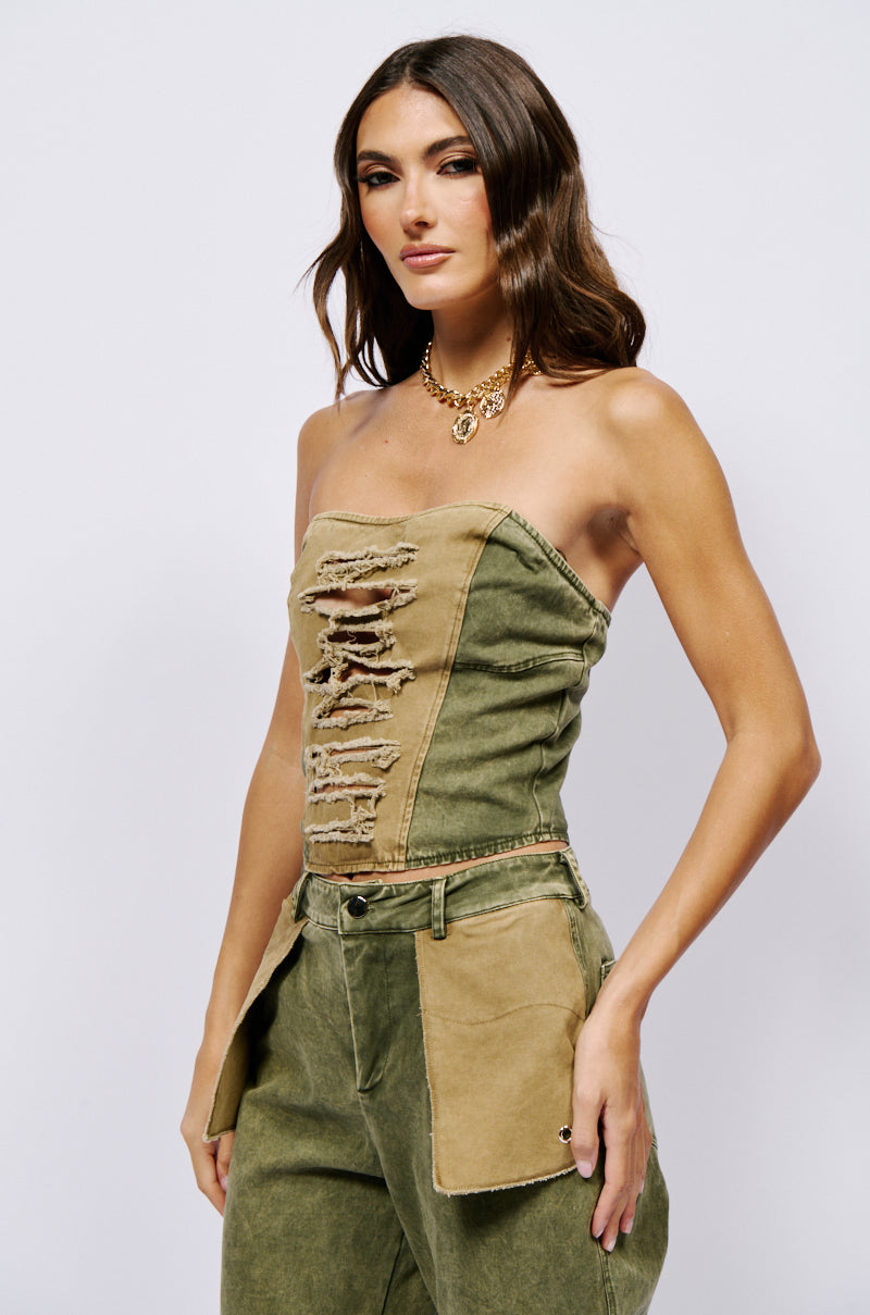 KILL THE LIGHTS DENIM CORSET TOP