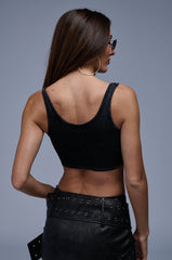 KIMBERLY MINERAL WASH CORSET TANK IN CHARCOAL