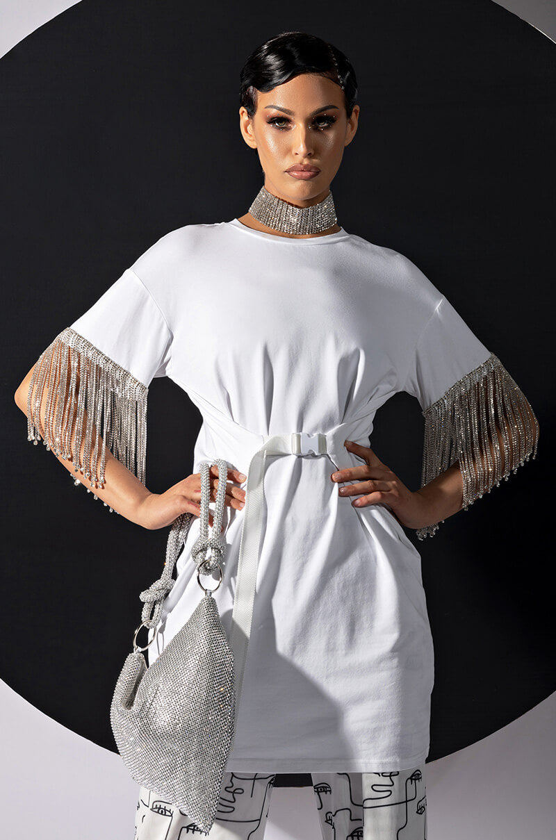 KISS THE RING FRINGE T-SHIRT DRESS