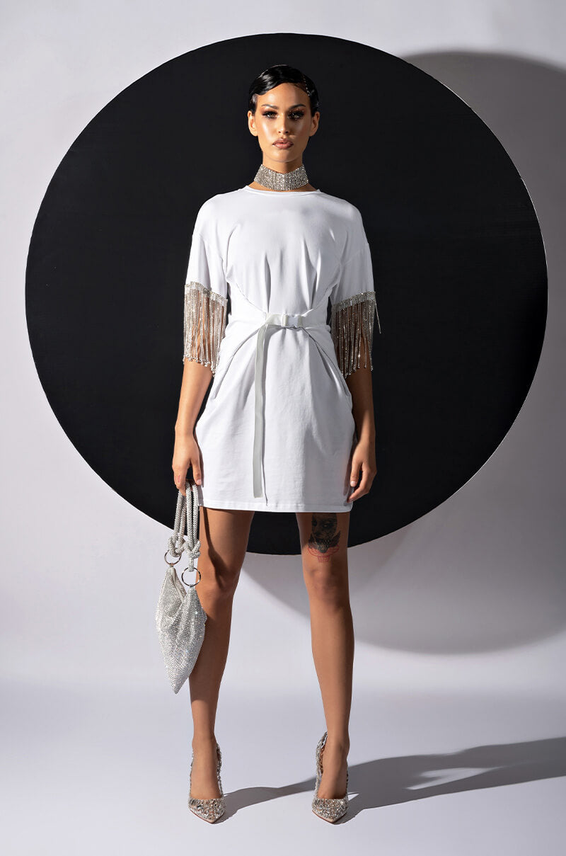 KISS THE RING FRINGE T-SHIRT DRESS