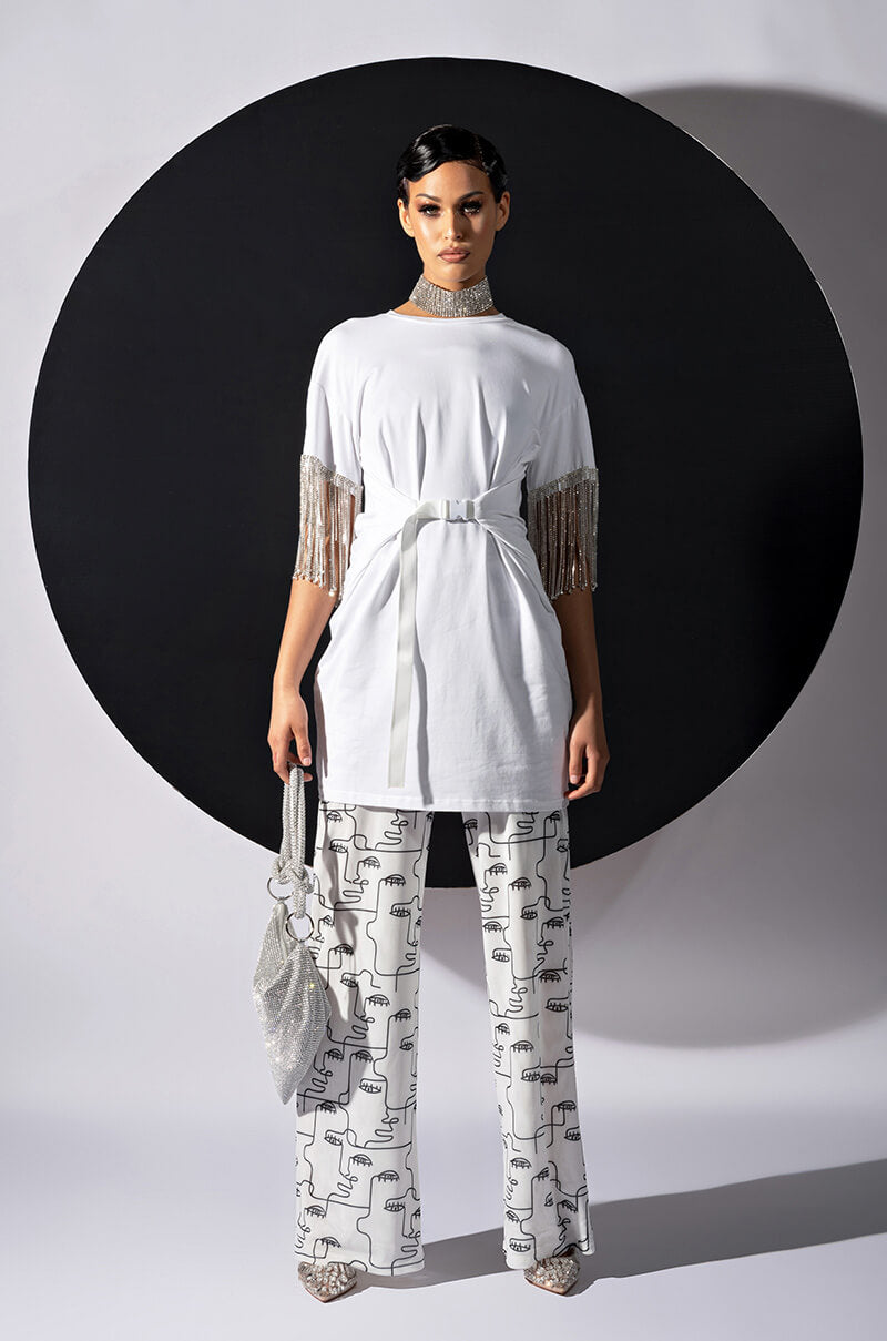 KISS THE RING FRINGE T-SHIRT DRESS